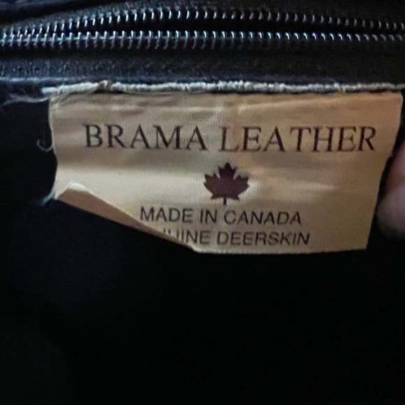 Brama Leather Bag Small Shoulder Tan Native Art Zip Closure Genuine DeerSkin - Picture 6 of 6